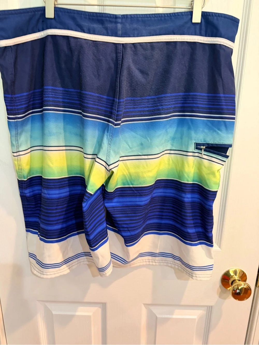 Men’s Striped Blue Gradient Swim Trunks Size XL